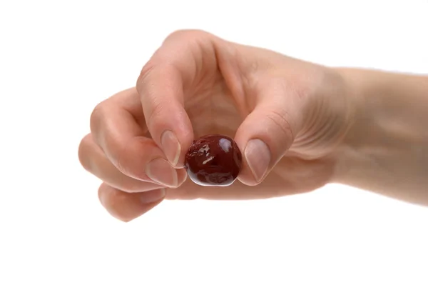 Cherry on hand — Stock Photo, Image