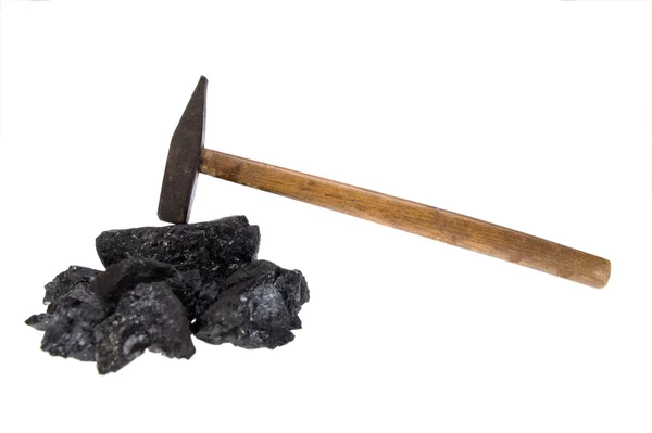 Carbón de martillo aislado, pepitas de carbono — Foto de Stock