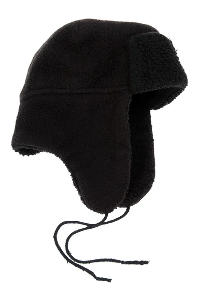 Черная шапочка с ушными закрылками — стоковое фото