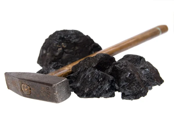 Απομονωμένες σφυρί άνθρακα, άνθρακα ψήγματα — Φωτογραφία Αρχείου