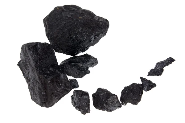 Izole kömür, karbon nuggets — Stok fotoğraf
