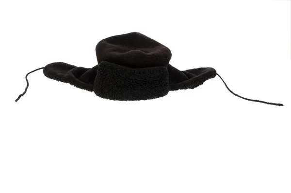 Μαύρη cap με πτερύγια αυτί — Φωτογραφία Αρχείου