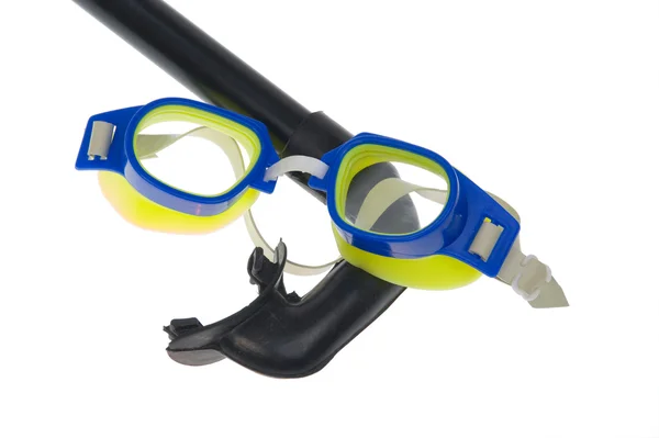 Elszigetelt - úszás védőszemüveg, légzőcső — Stock Fotó