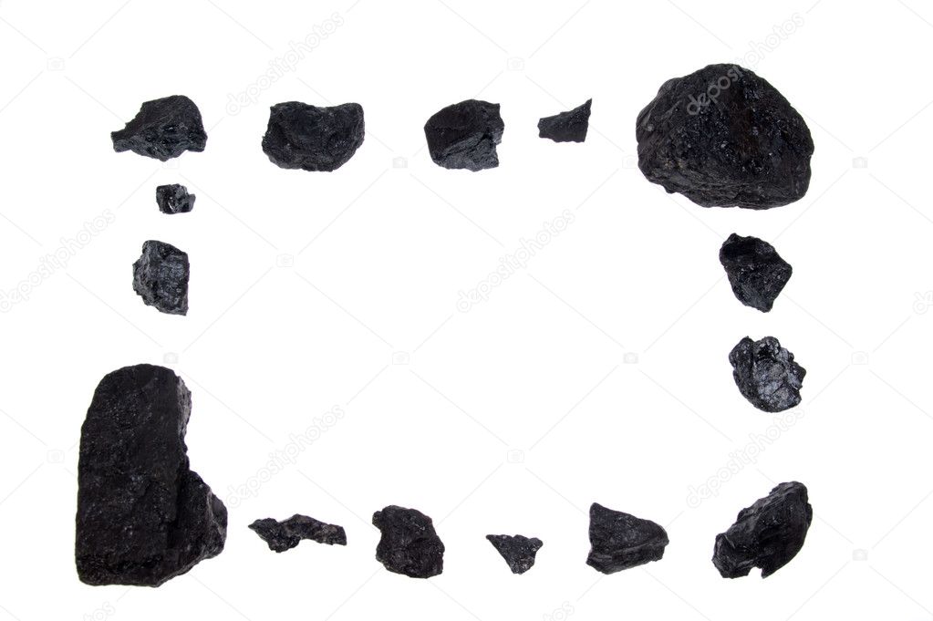 Isolated frame - coal, carbon nuggets