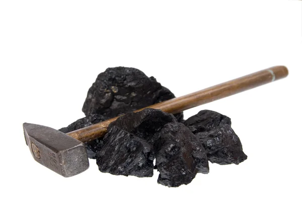 Izole çekiç kömür, karbon nuggets — Stok fotoğraf