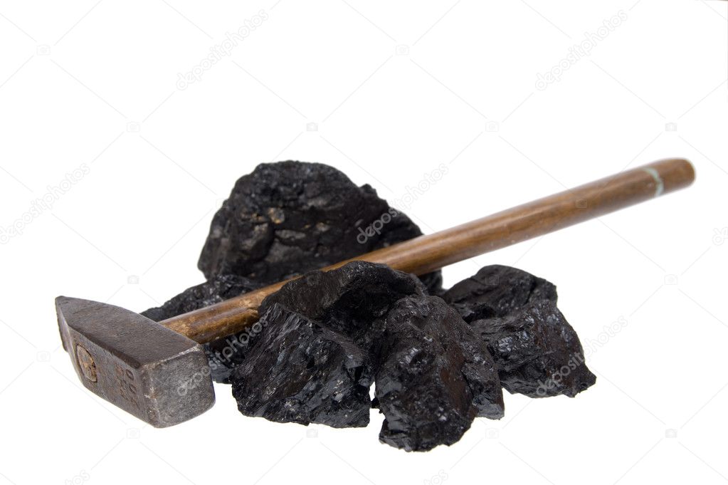 Isolated hammer coal, carbon nuggets