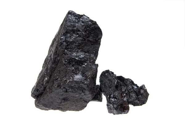 Carbone isolato, pepite di carbonio — Foto Stock