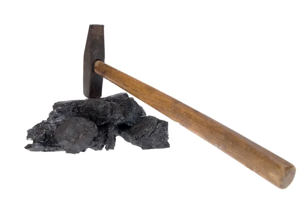 Elszigetelt kalapács szén, szén-dioxid-rögök — Stock Fotó