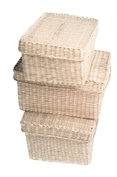 Три корзины, изолированные на белом — стоковое фото