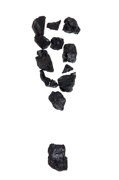 Isolated coal carbon nuggets exclamation — Stock Photo, Image
