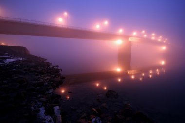 Mystical bridge in fog clipart