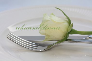 White rose card - rehearsal diner clipart