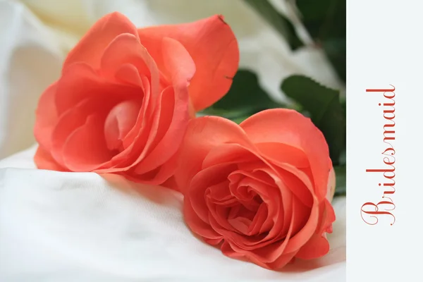 Tarjeta rosa naranja - impresión y poste - dama de honor — Foto de Stock