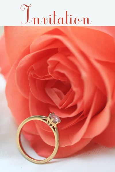 Помаранчева троянда - запрошення — стокове фото
