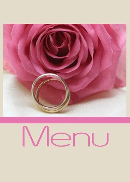 粉红玫瑰菜单卡 — 图库照片