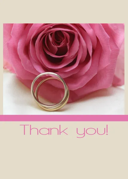 Pink rose karta - Děkuji — Stock fotografie