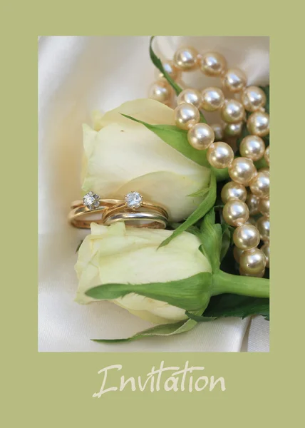Witte roos dubbele bruids instellen uitnodiging — Stockfoto