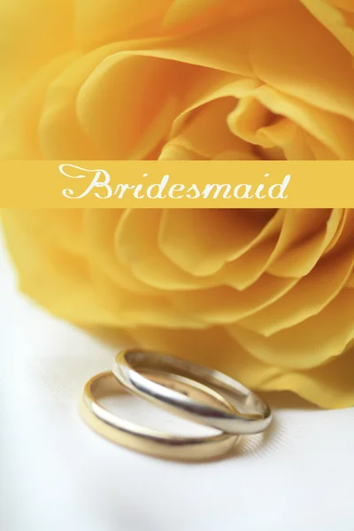 Gele roos kaart - bruidsmeisje — Stockfoto