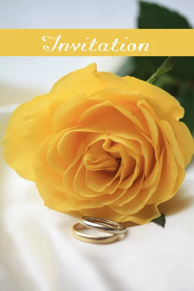 Yellow rose card - invitation — Stock Photo, Image
