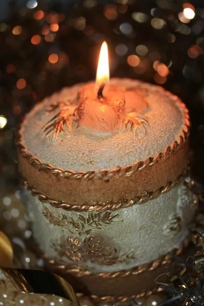 Decorated christmas candle — Stock Photo, Image