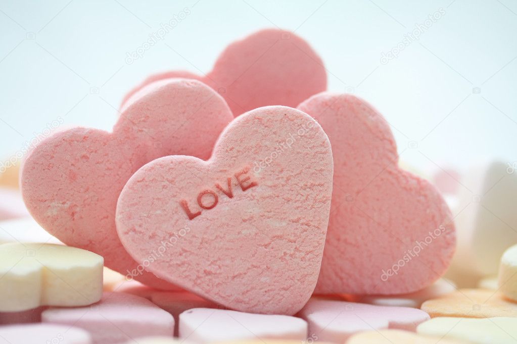 Pink valentine candy hearts