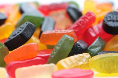 çeşitli şekerler, winegums yığını