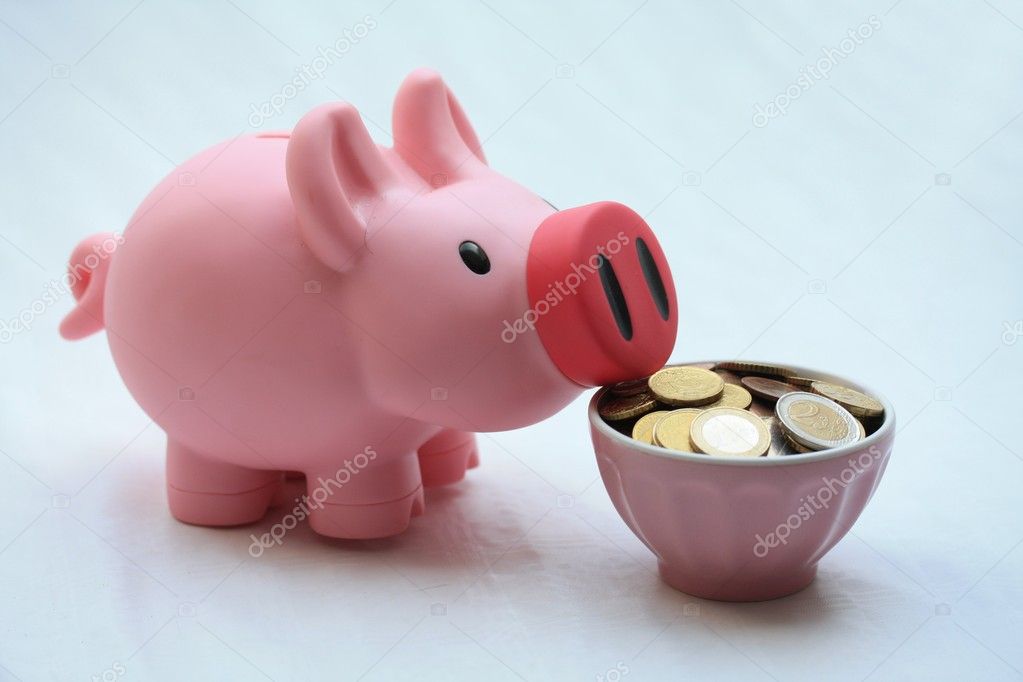 Feeding a piggy bank