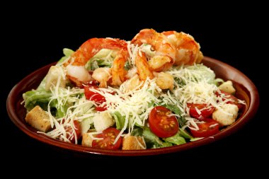 Caesar salad with prawns clipart