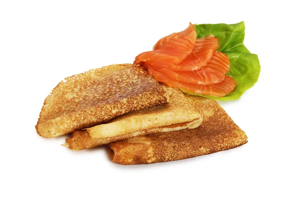 Pancake con salmone — Foto Stock