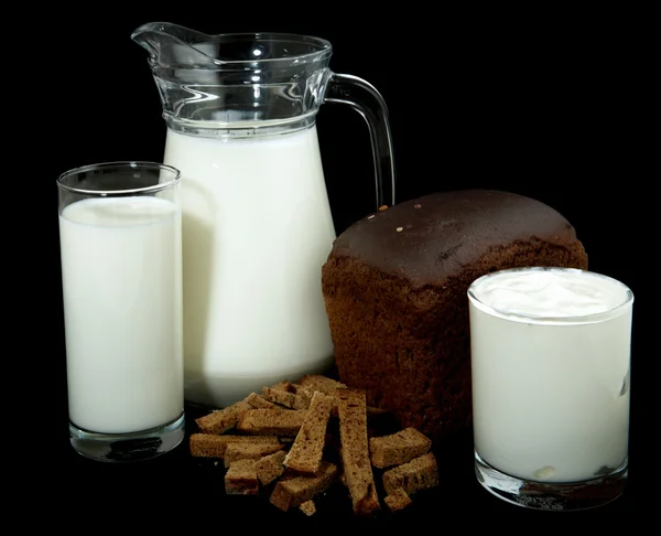 Milk jug croutons — Stock Photo, Image