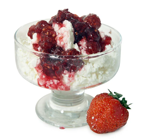 Cottage cheese in a glass — Stock Photo, Image