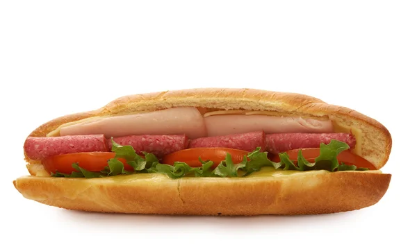 햄과 살라미 소시지 sadwich — 스톡 사진