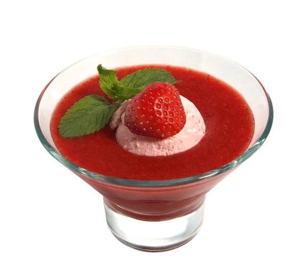 Strawberry punch whith ice cream — Stock Photo, Image