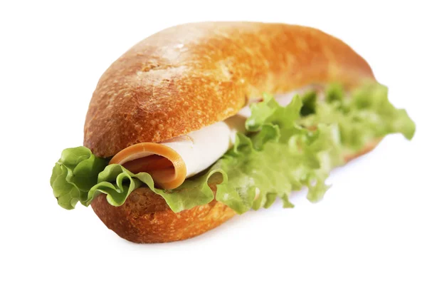 Ham submarin sandwich closeup — Stock Photo, Image