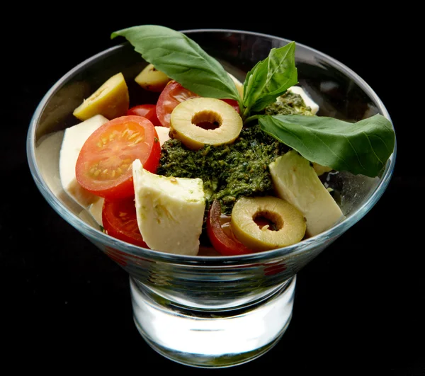 Lettuce, tomato and cheese matsarella — Stock Photo, Image