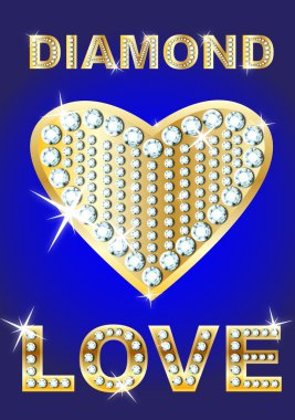 Golden heart diamonds encrusted clipart