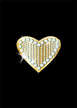 Golden heart encrusted diamonds clipart