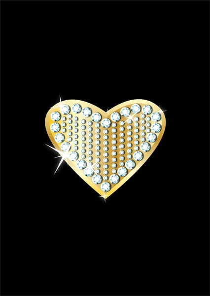 stock vector Golden heart encrusted diamonds