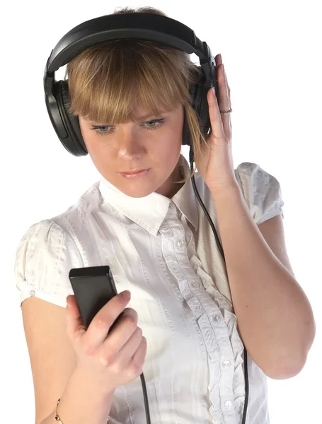 Девочка слушать музыку — стоковое фото