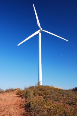 Wind turbines or modern white windmills clipart