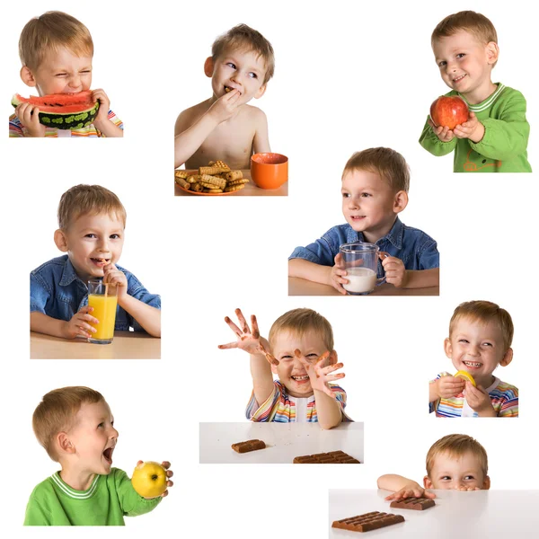 Ställ in barn och mat. — Stockfoto