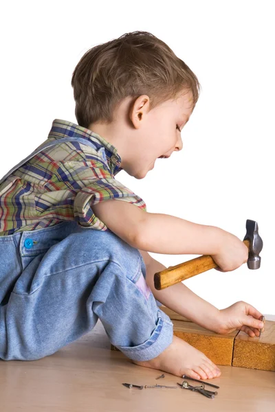 Child with hammer — Stock Photo, Image