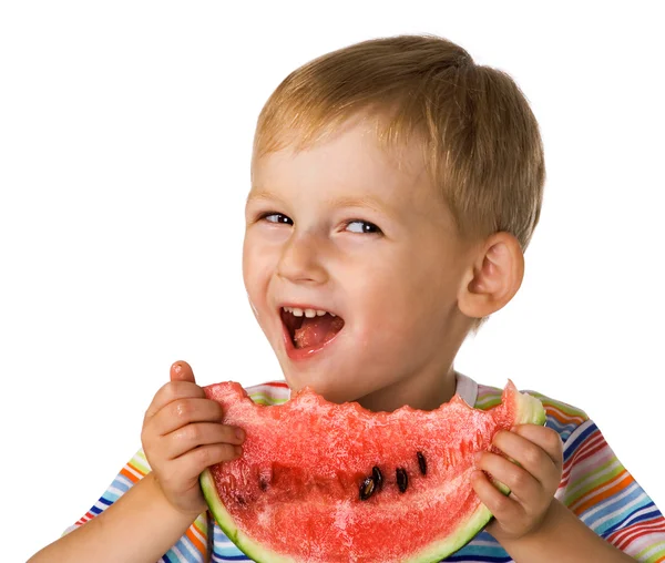 Dítě s vodní meloun — Stock fotografie