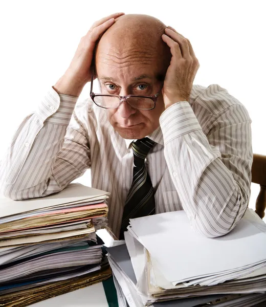 Sorrow of old accountant — Stock Photo, Image