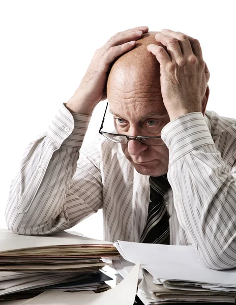 Problems of old accountant — Stock Photo, Image