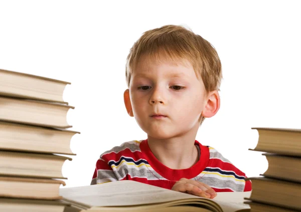 Vtipný chlapec s knihami — Stock fotografie