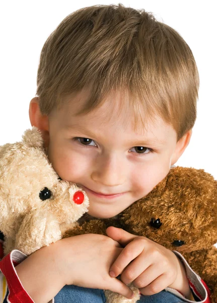 Iyi çocuk oyuncak ayılar ile — Stok fotoğraf