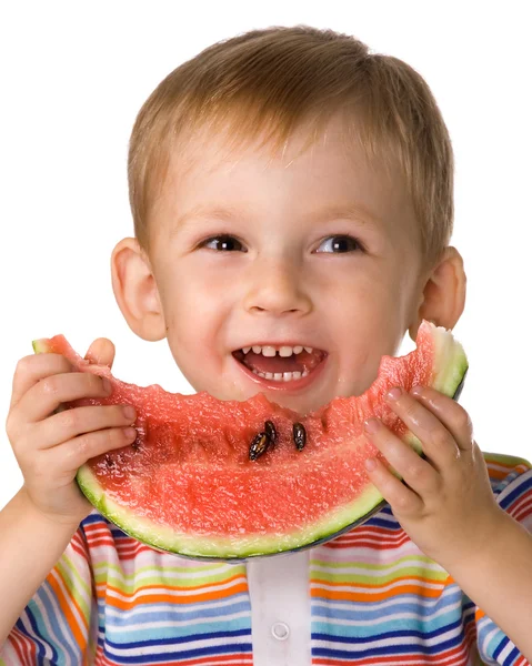 Gyermek egy görögdinnye — Stock Fotó