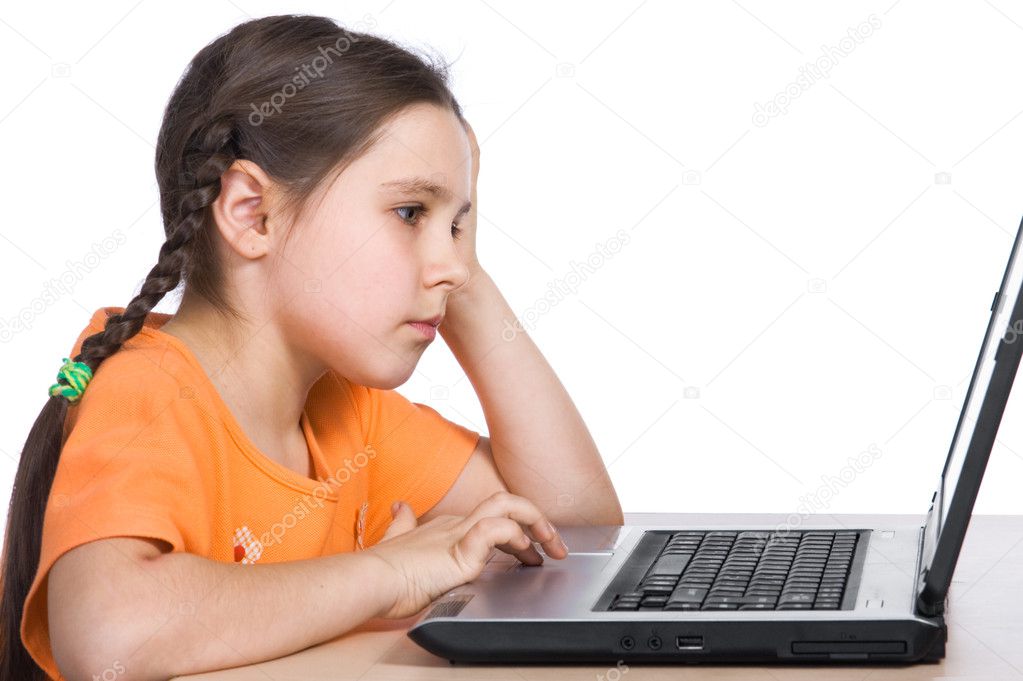 Child having with computer game
