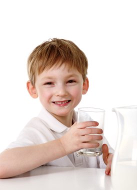 Kid drinking milk clipart